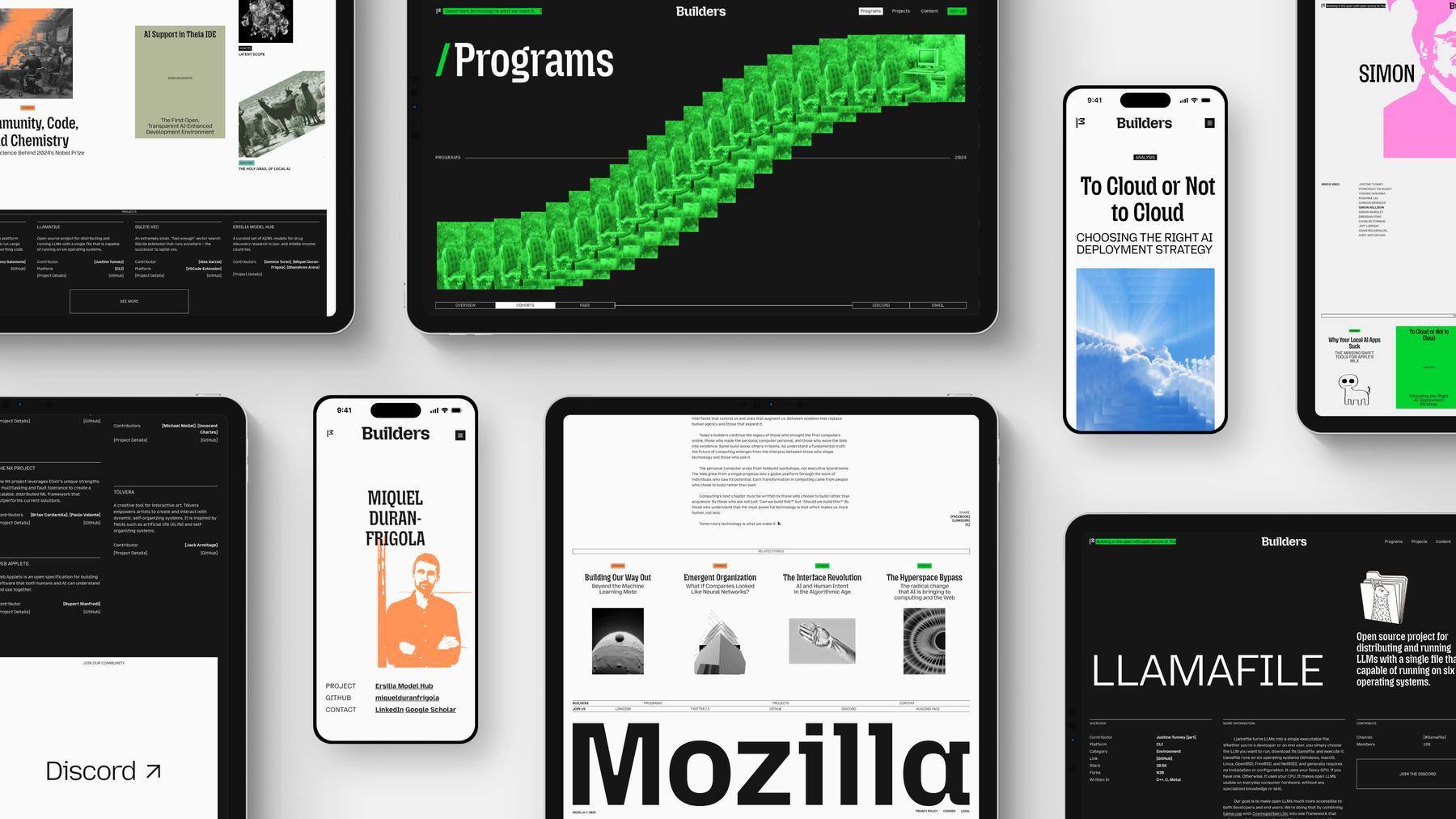 Featured Mozilla Builders website screens